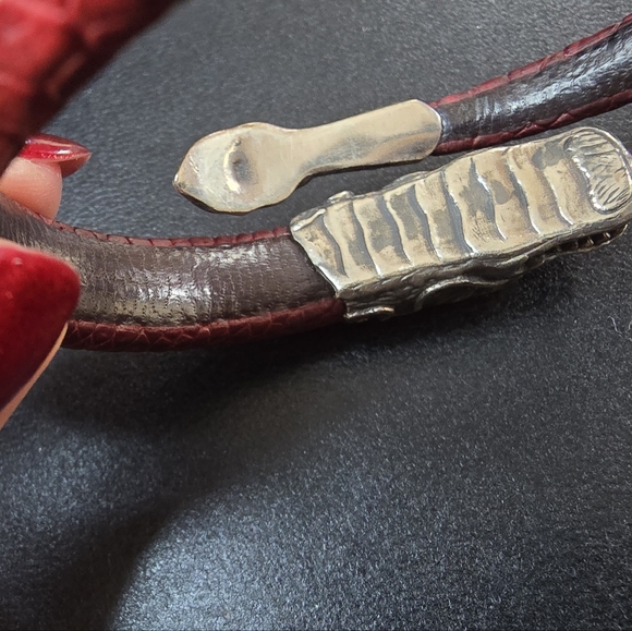 Slver And Red reptile leather and  Dragon Bracelet - Picture 7 of 11